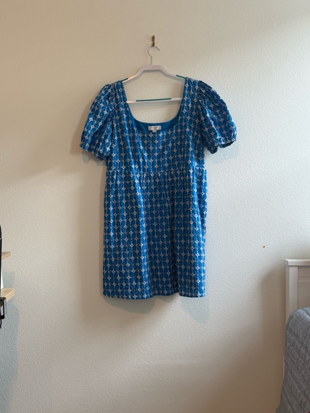 RHODE Blue Printed Square-Neck Mini Dress - Picture 2 of 3